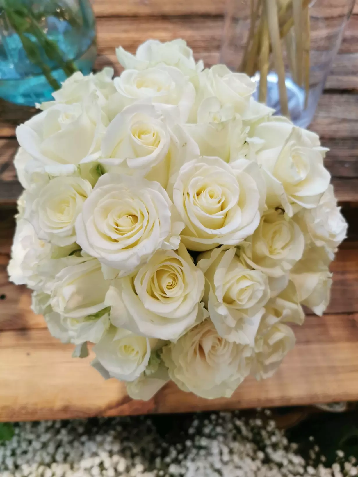 Класичний трояндовий весільний букет Аннабель