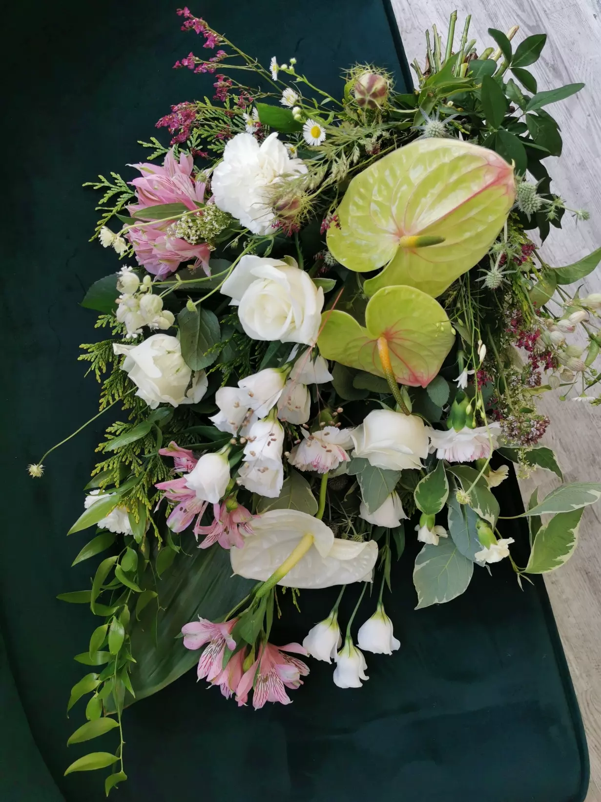 Funeral anthurium bouquet